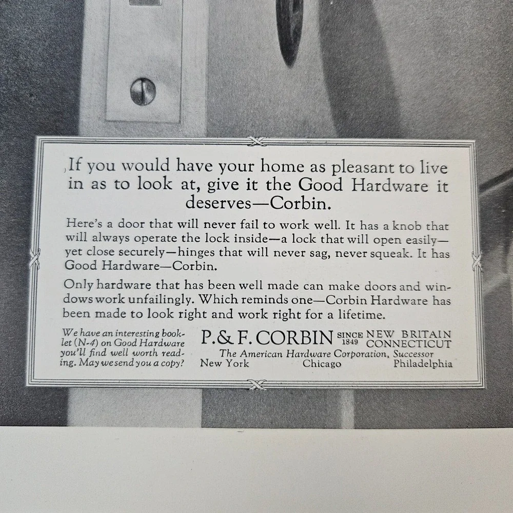 1927 P&F Corbin American Hardware Corp Door Knob Vintage Print Ad New Britain CT